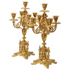 Antique French Gilt Bronze Baroque Candelabra