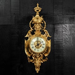 Antique French Gilt Bronze Baroque Cartel Wall Clock