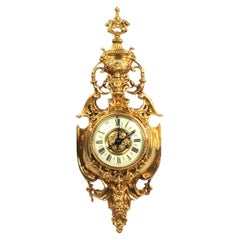 Antique French Gilt Bronze Baroque Cartel Wall Clock