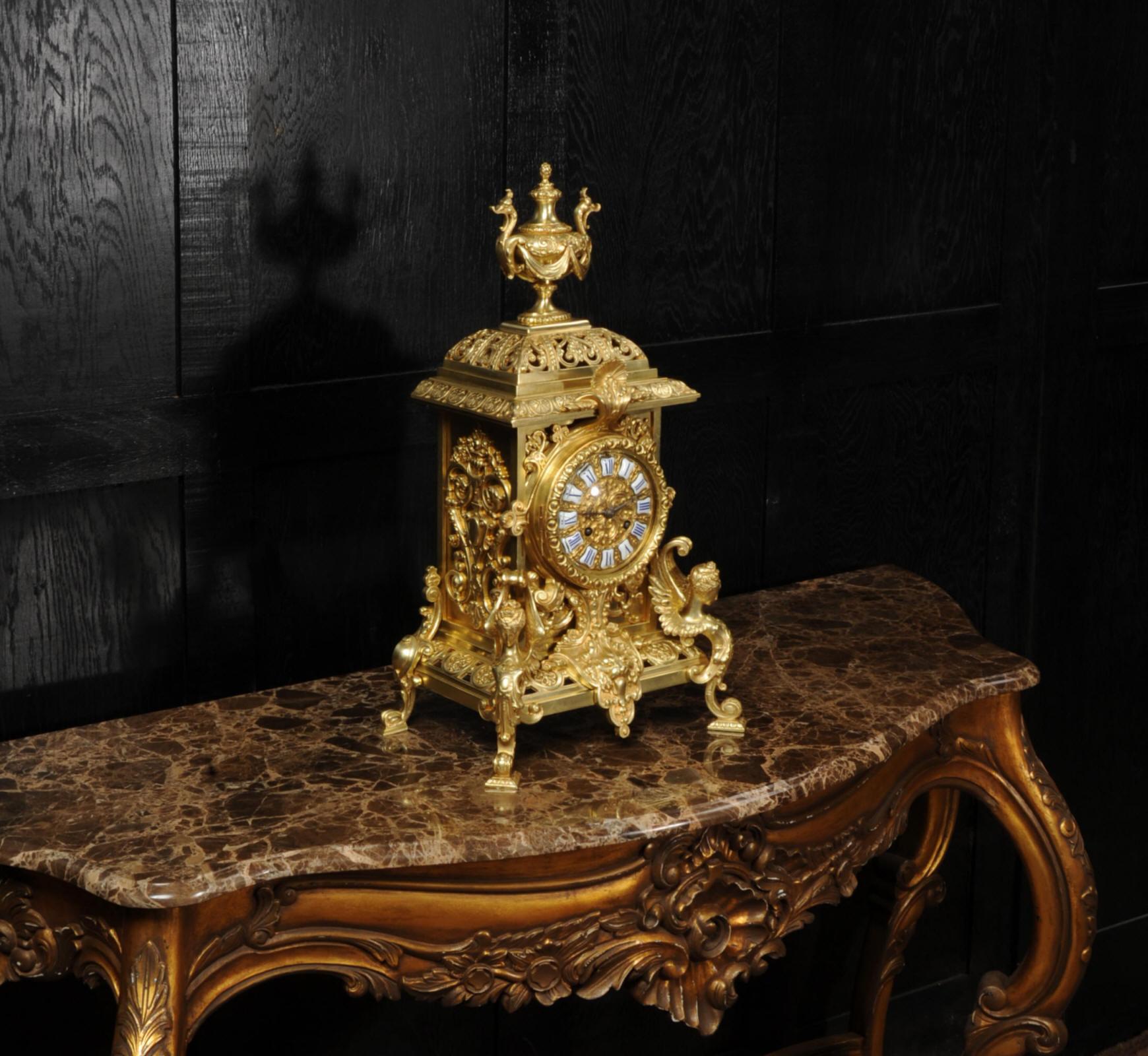 Antique French Gilt Bronze Baroque Clock by Vincenti 7