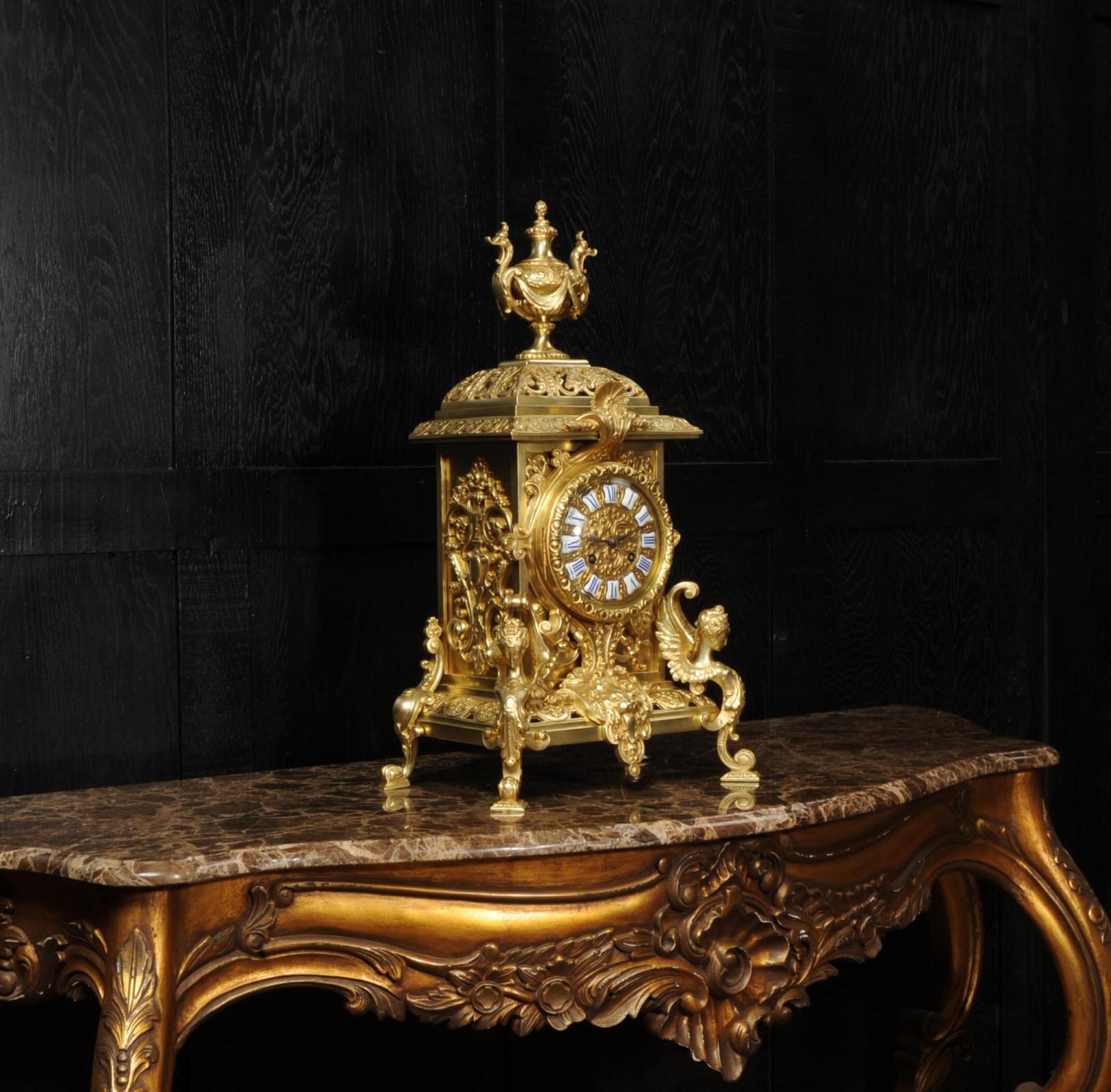 Antique French Gilt Bronze Baroque Clock by Vincenti 8