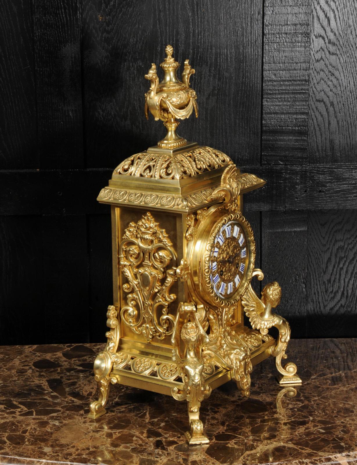 Antique French Gilt Bronze Baroque Clock by Vincenti 10