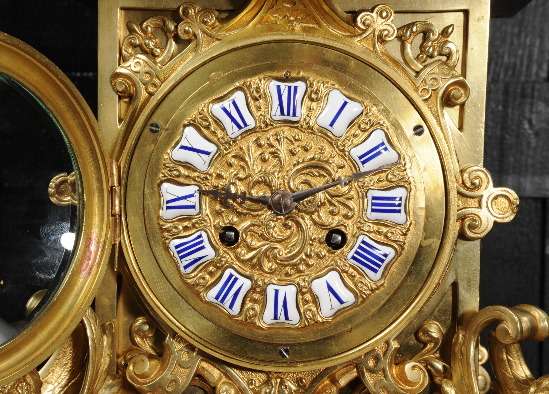 Antique French Gilt Bronze Baroque Clock by Vincenti 11