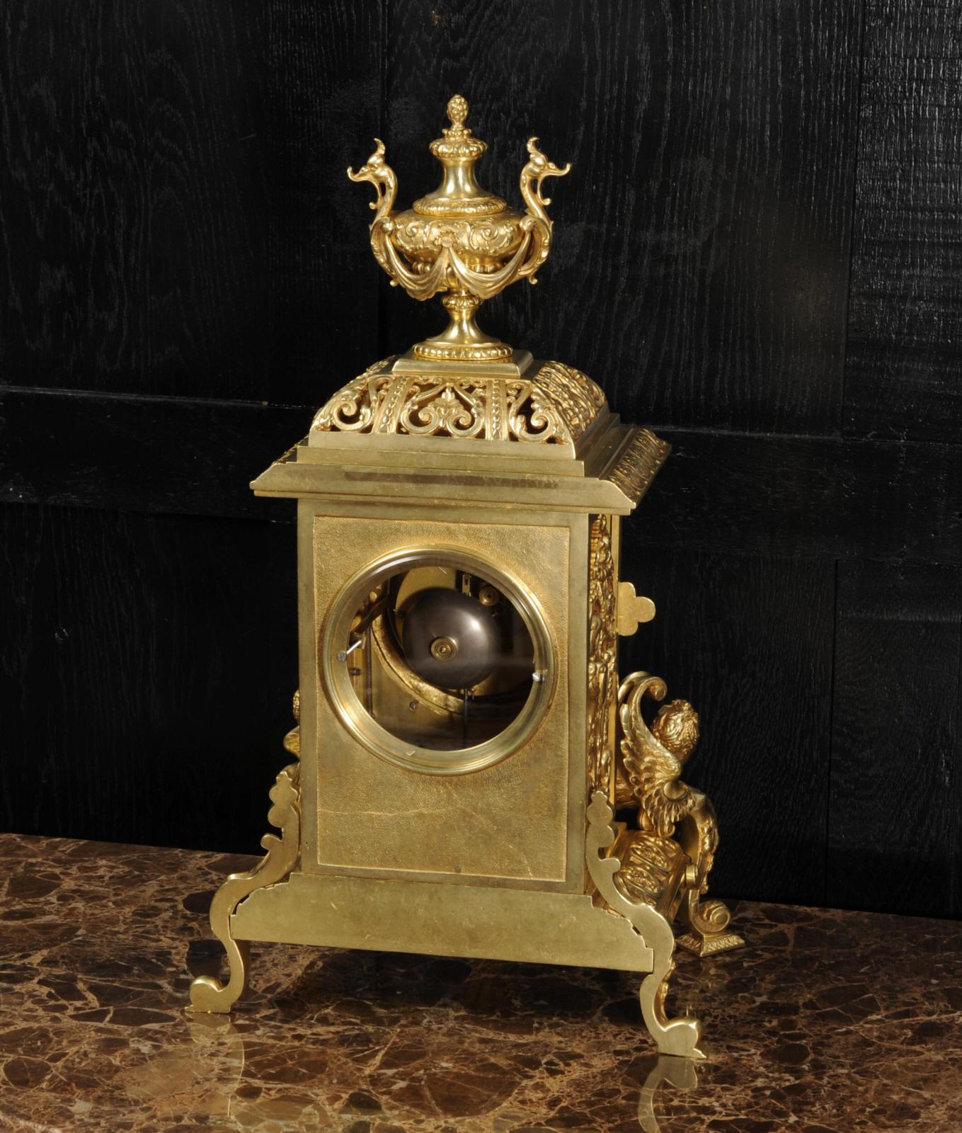 Antique French Gilt Bronze Baroque Clock by Vincenti 12