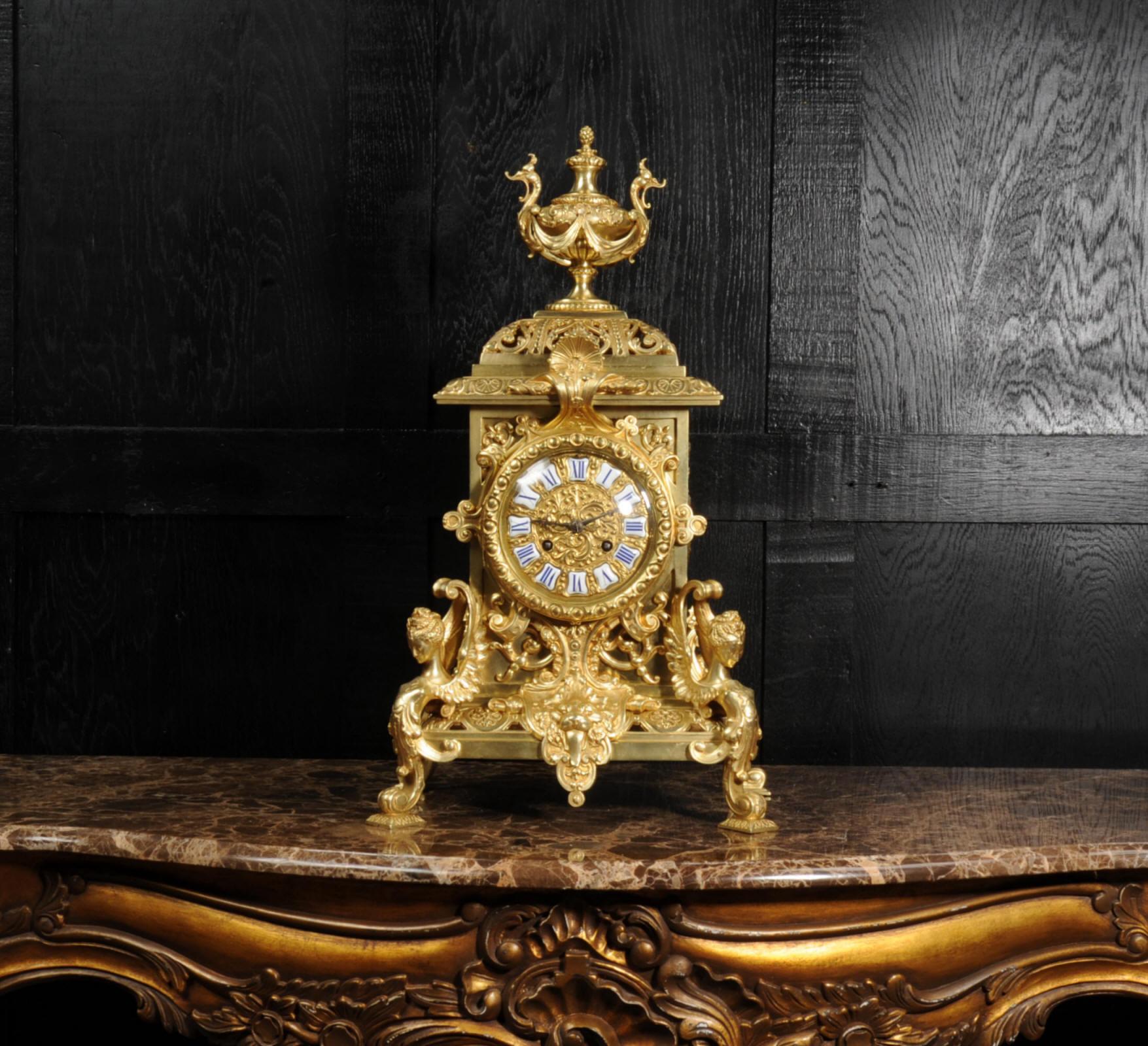 Antique French Gilt Bronze Baroque Clock by Vincenti 3