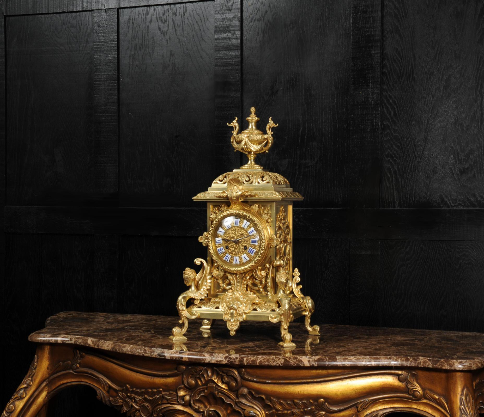Antique French Gilt Bronze Baroque Clock by Vincenti 4