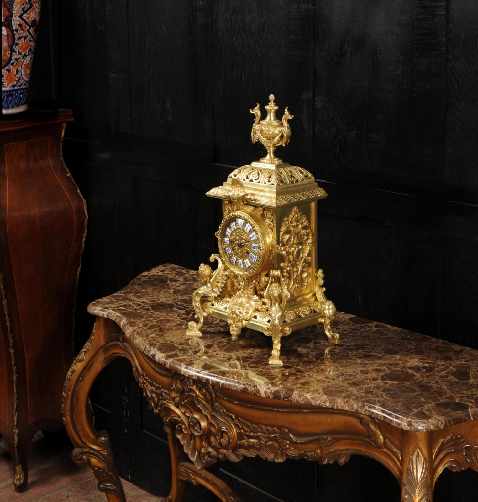 Antique French Gilt Bronze Baroque Clock by Vincenti 5