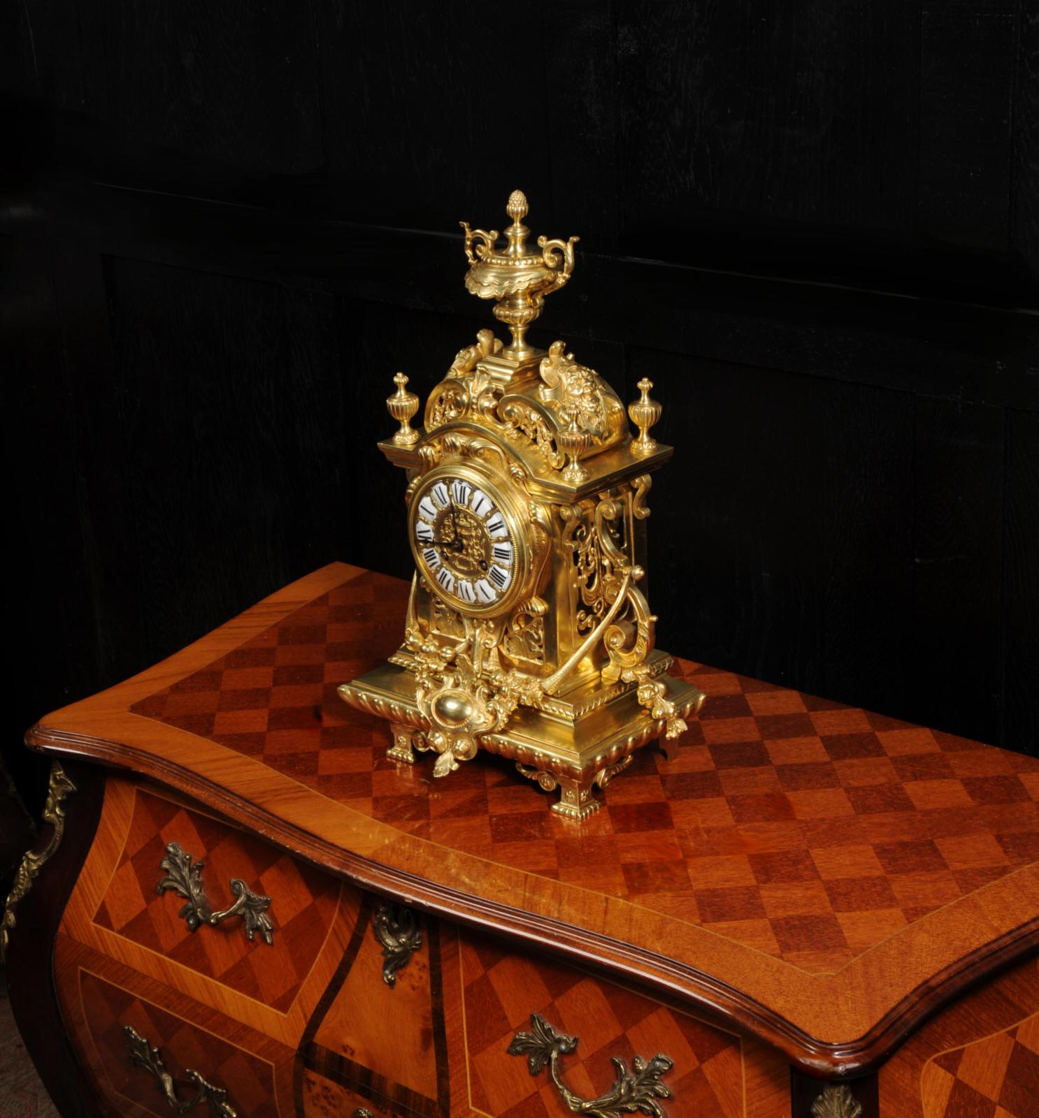 Antique French Gilt Bronze Baroque Clock For Sale 6