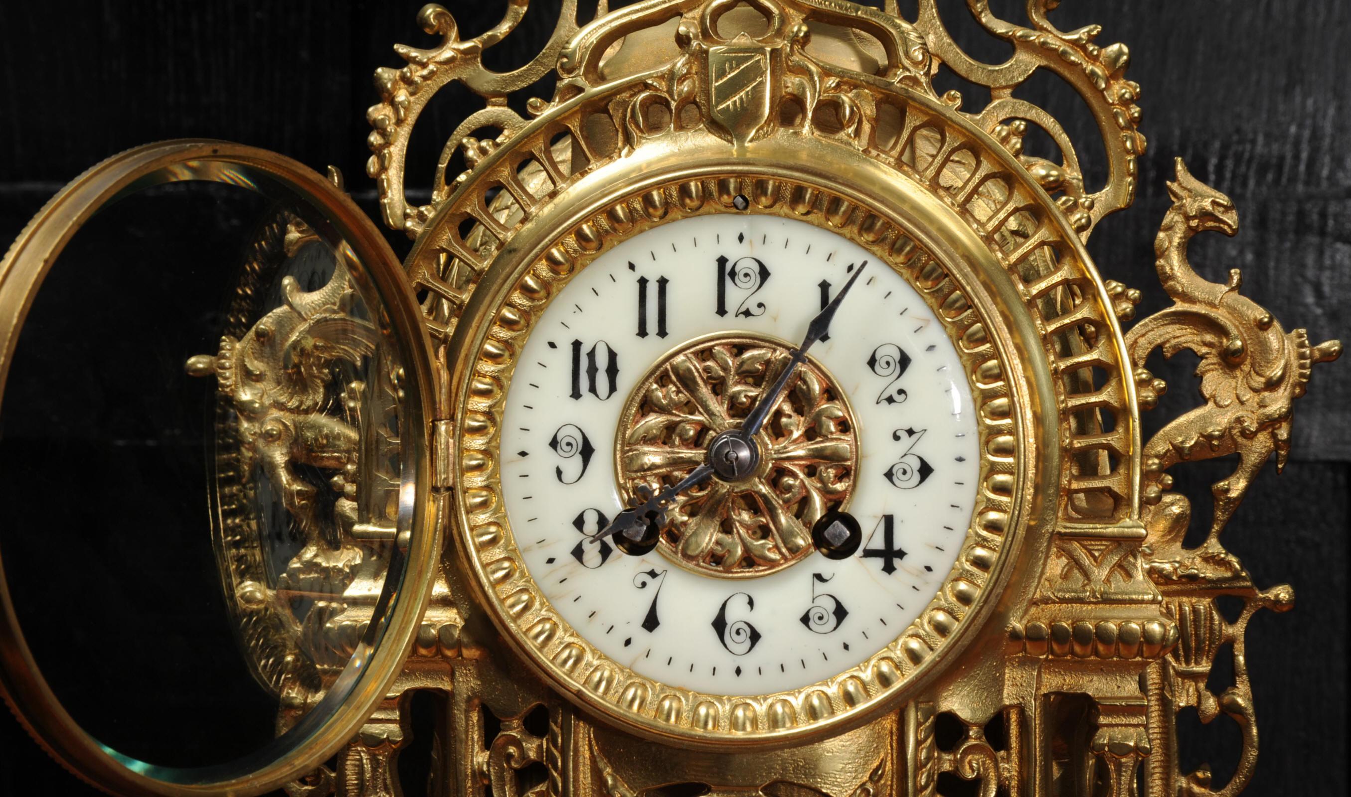 Antique French Gilt Bronze Baroque Clock 7