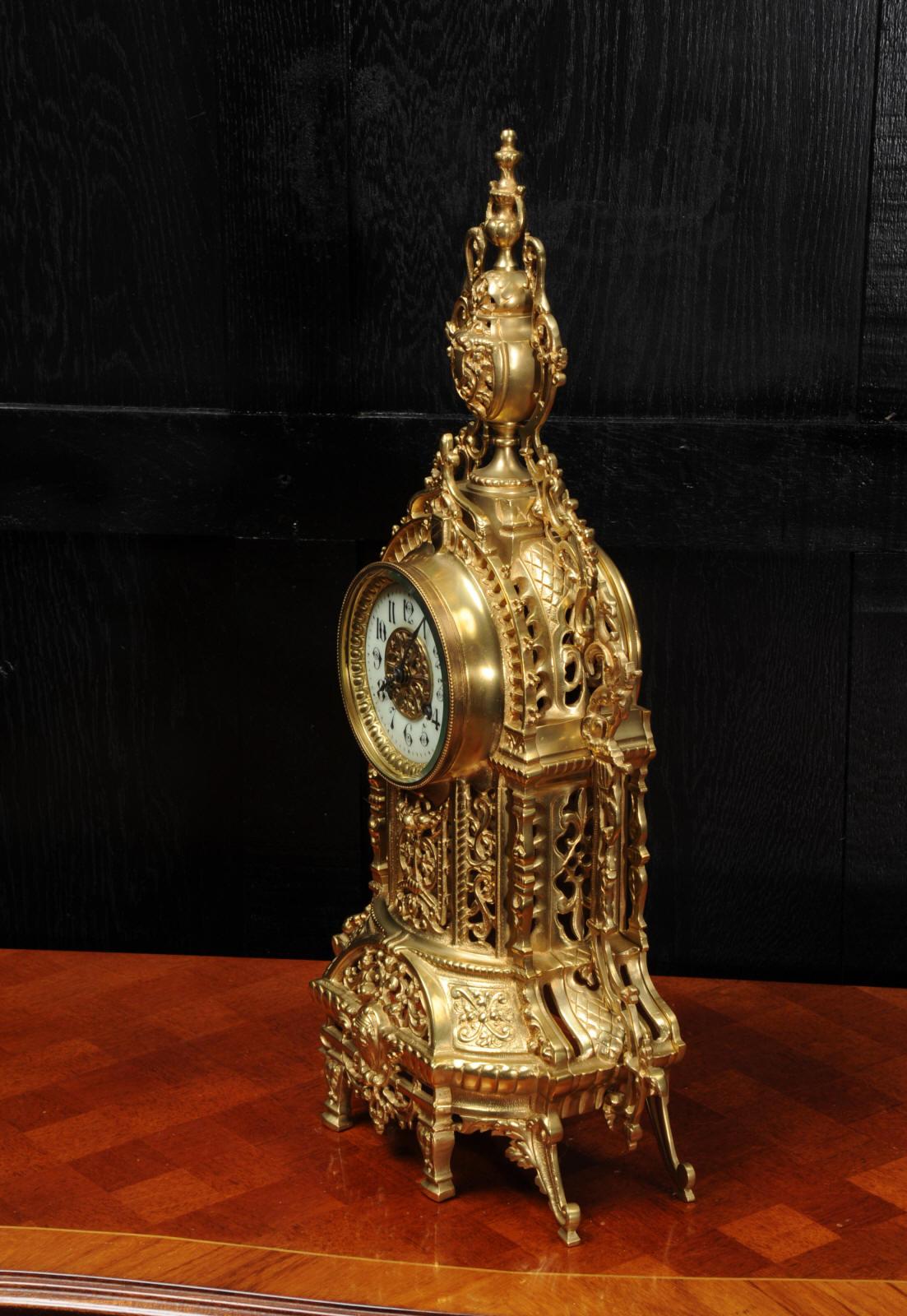 Antique French Gilt Bronze Baroque Clock 8