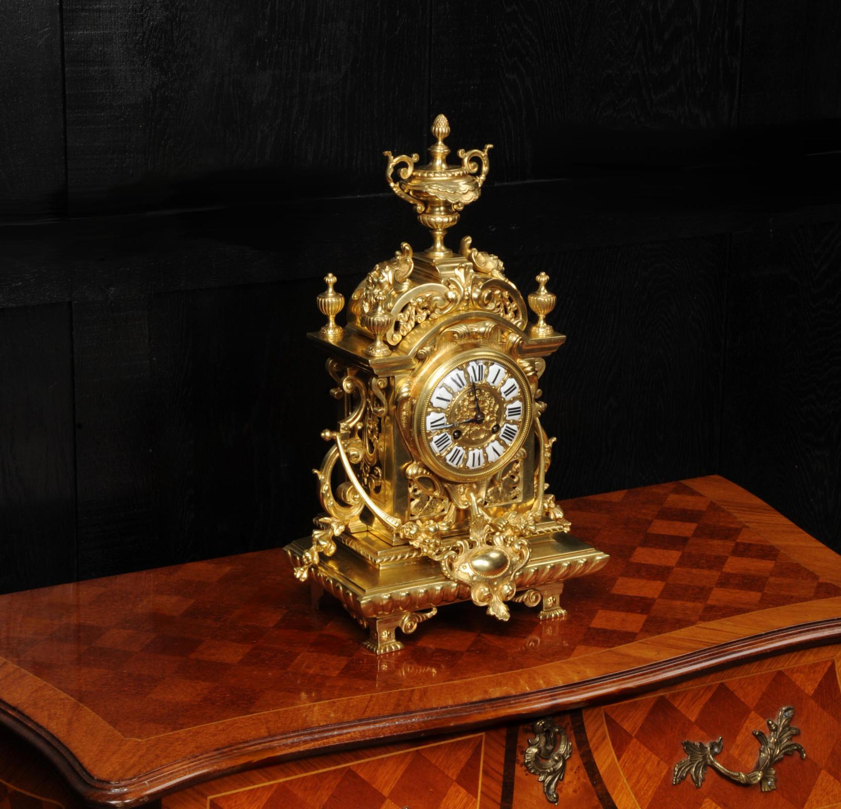 Antique French Gilt Bronze Baroque Clock 8