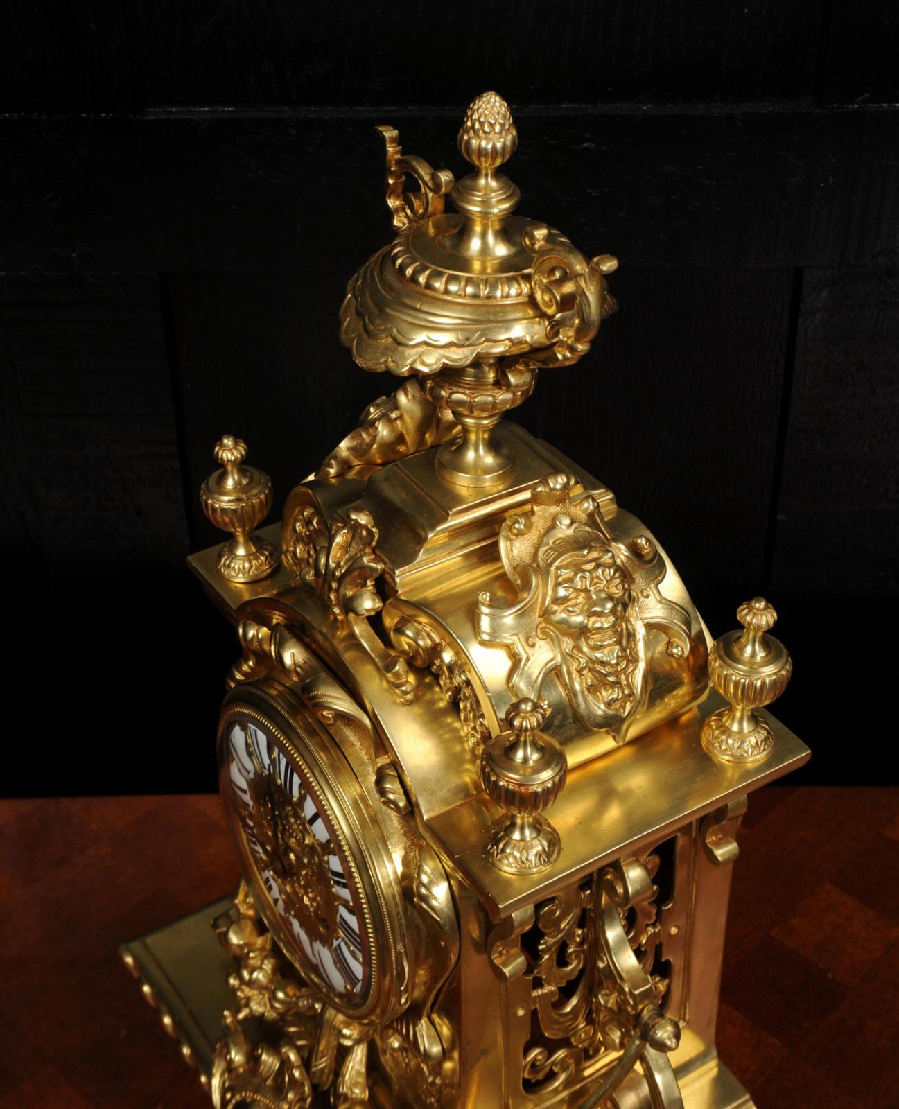 Antique French Gilt Bronze Baroque Clock 9
