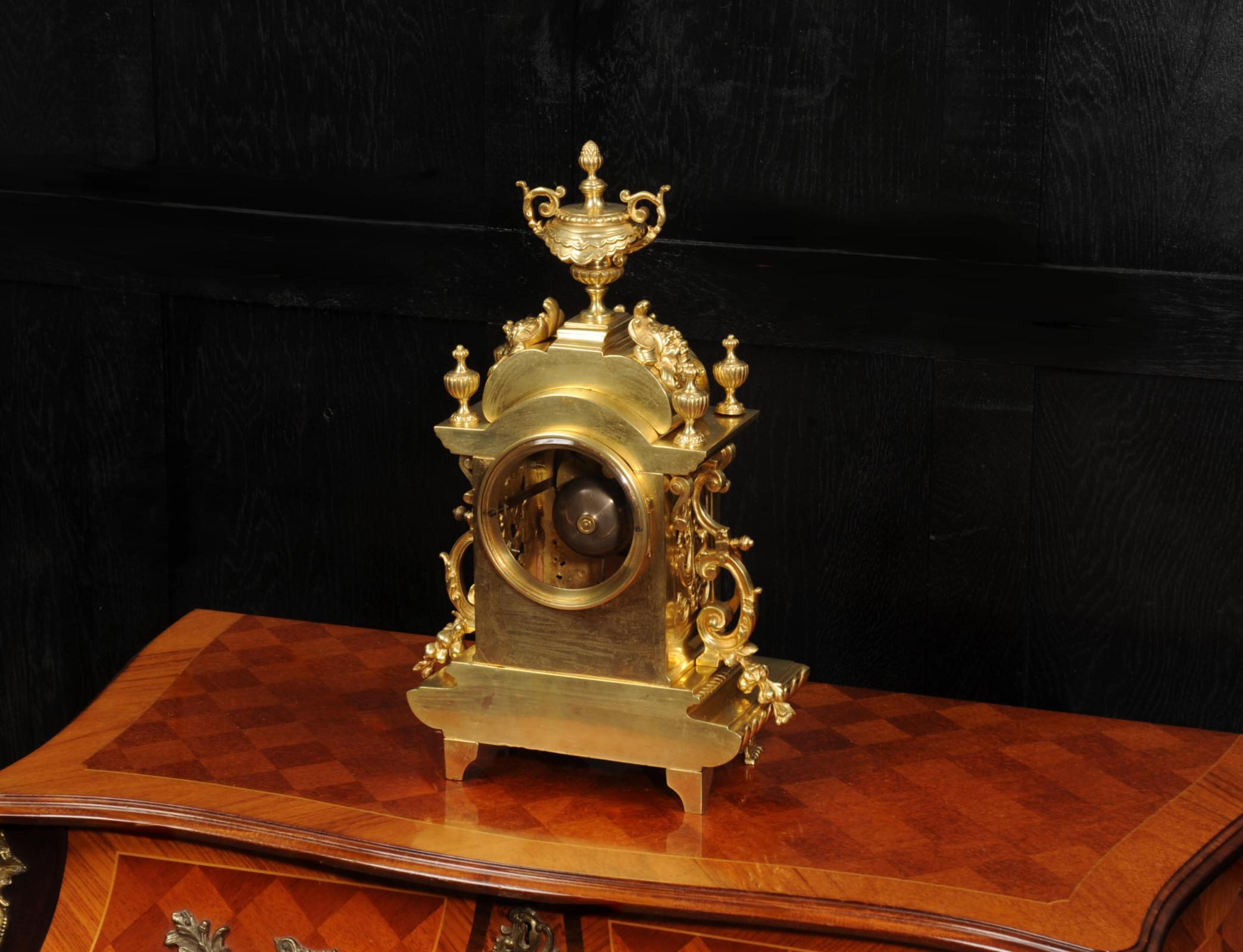 Antique French Gilt Bronze Baroque Clock For Sale 10
