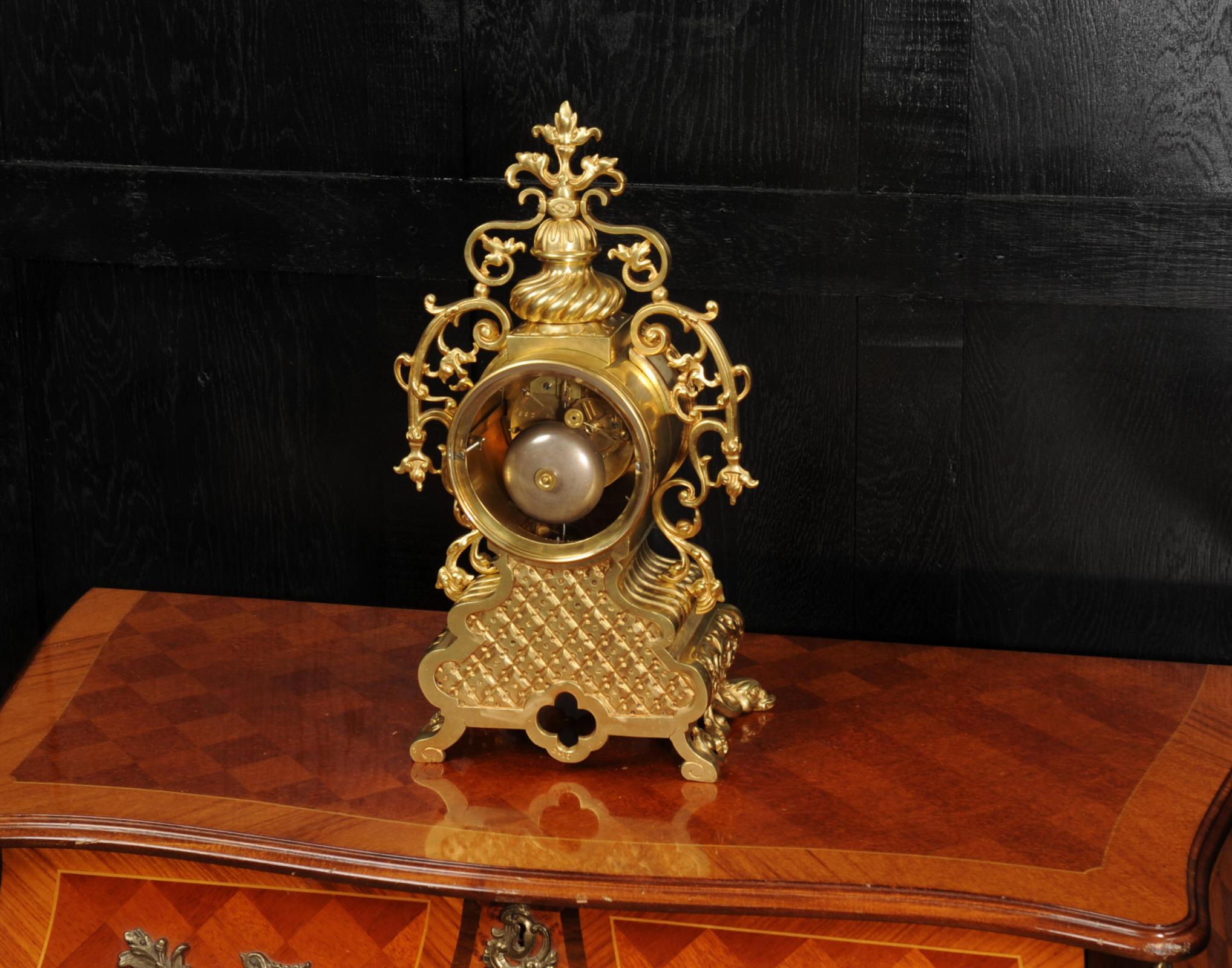 Antique French Gilt Bronze Baroque Clock For Sale 9