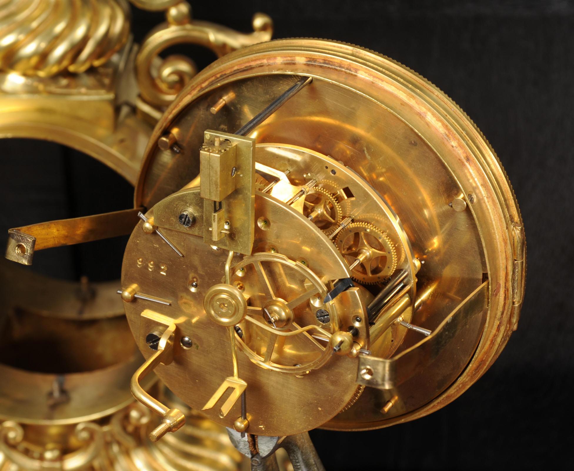 Antique French Gilt Bronze Baroque Clock For Sale 11