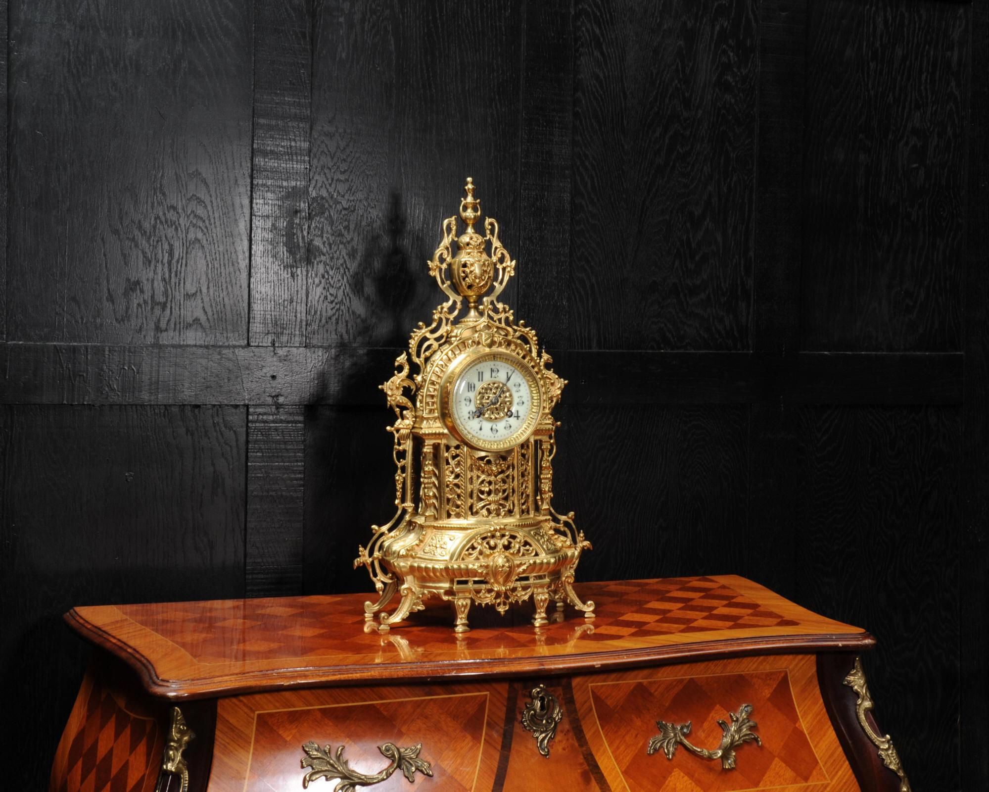 Antique French Gilt Bronze Baroque Clock 1