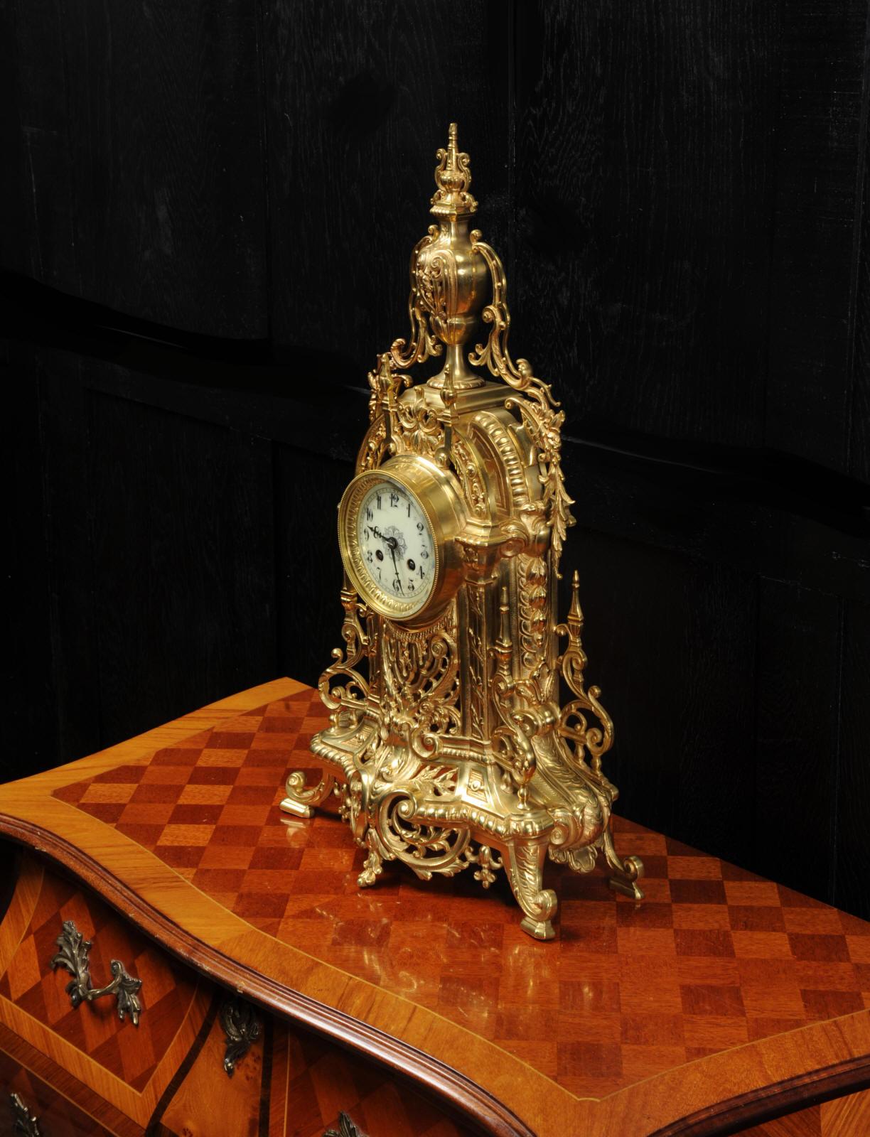 19th Century Antique French Gilt Bronze Baroque Clock