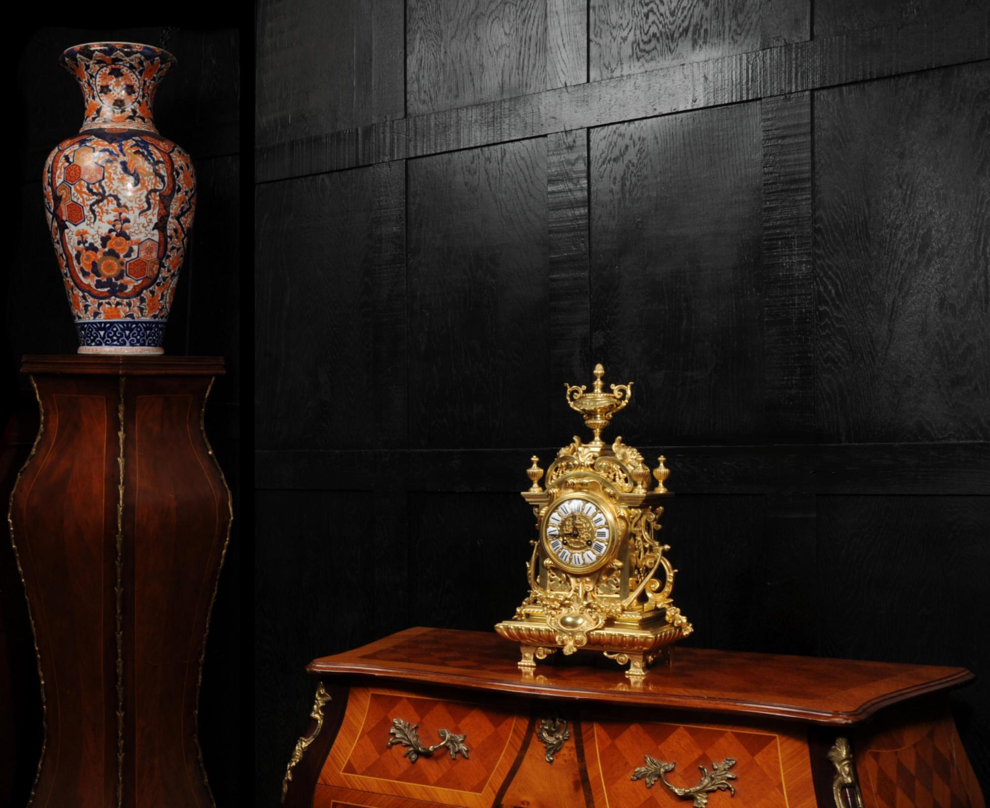 Antique French Gilt Bronze Baroque Clock For Sale 2