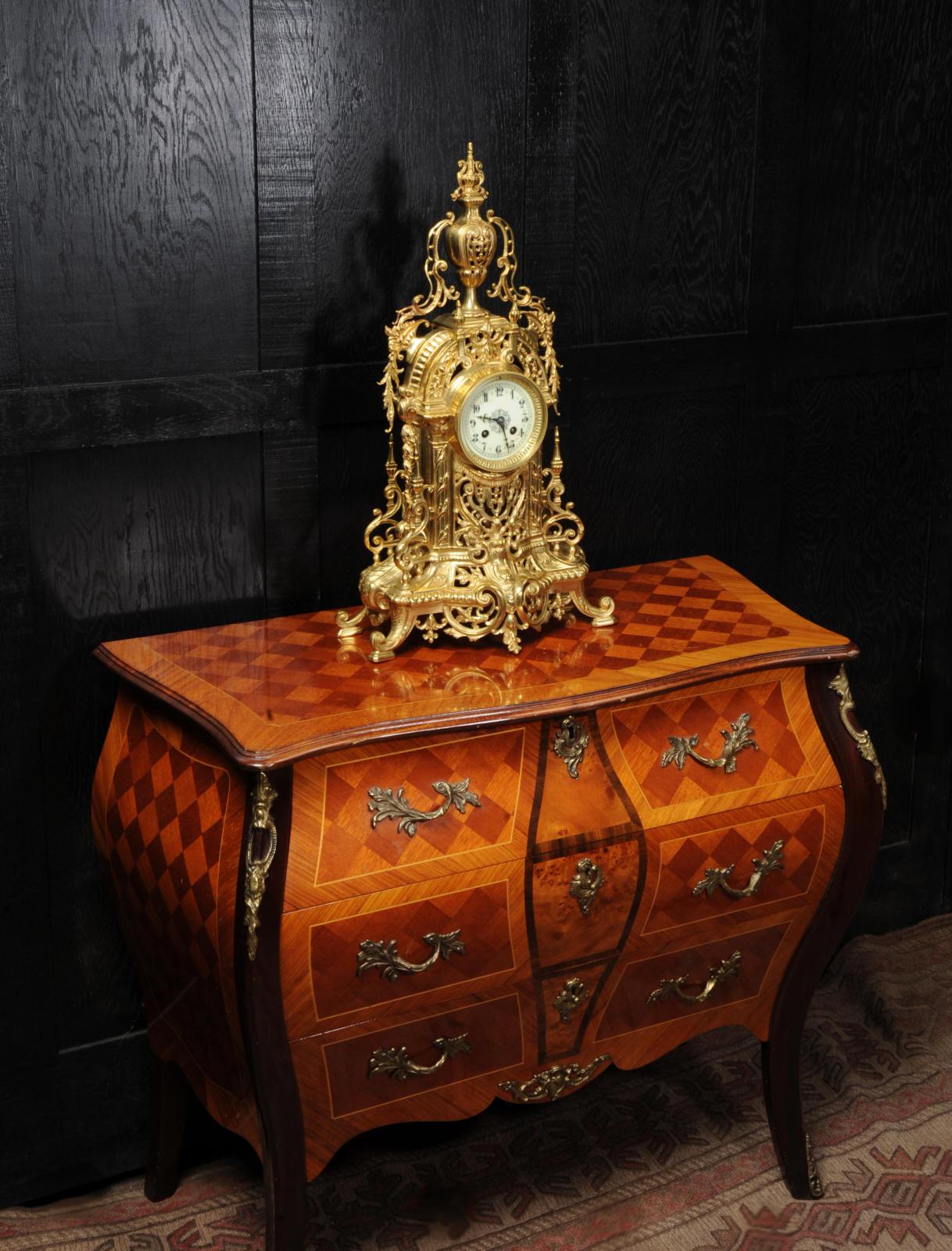 Antique French Gilt Bronze Baroque Clock 1