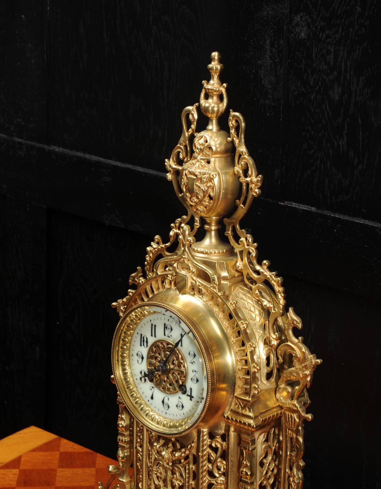 Antique French Gilt Bronze Baroque Clock 5