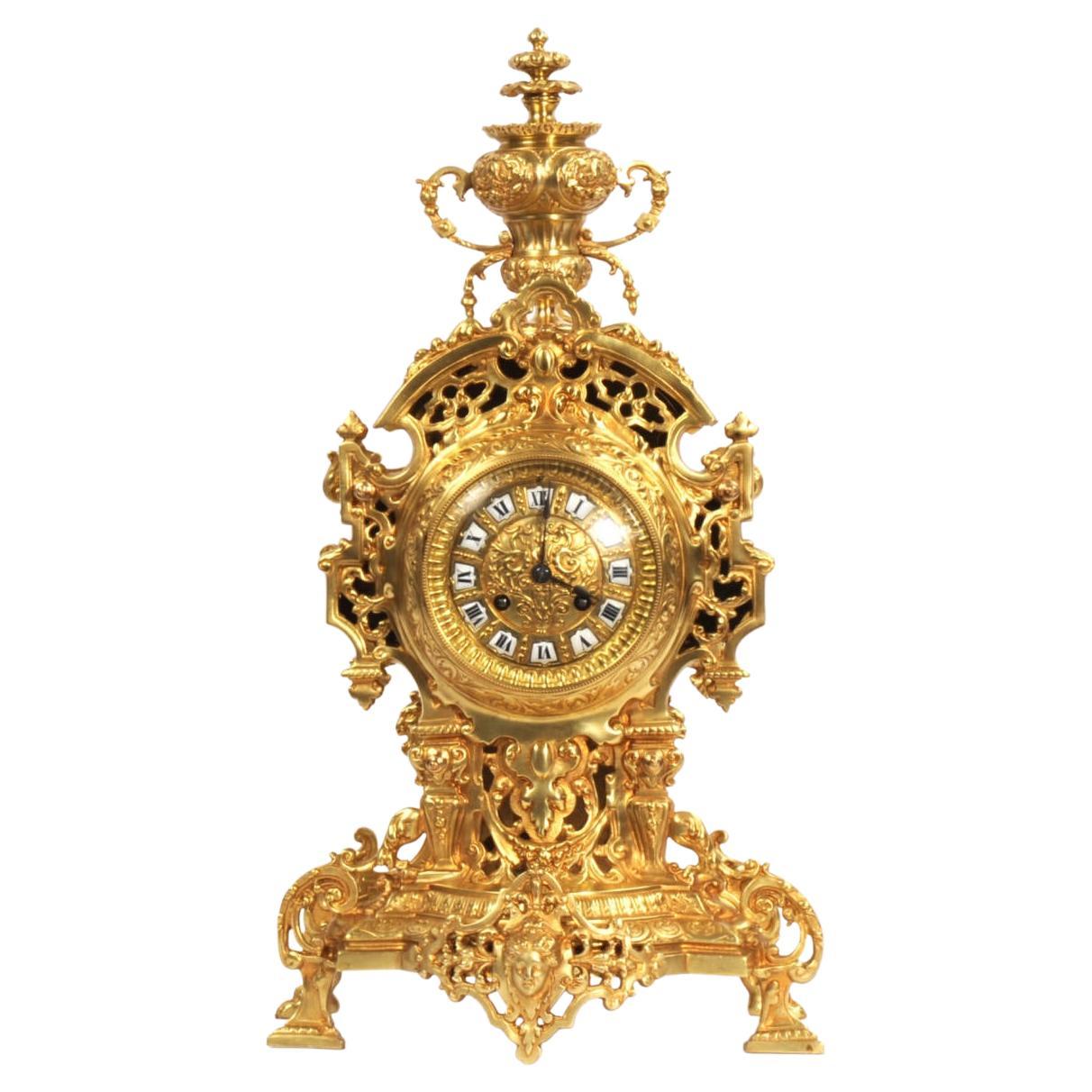 Antique French Gilt Bronze Baroque Clock