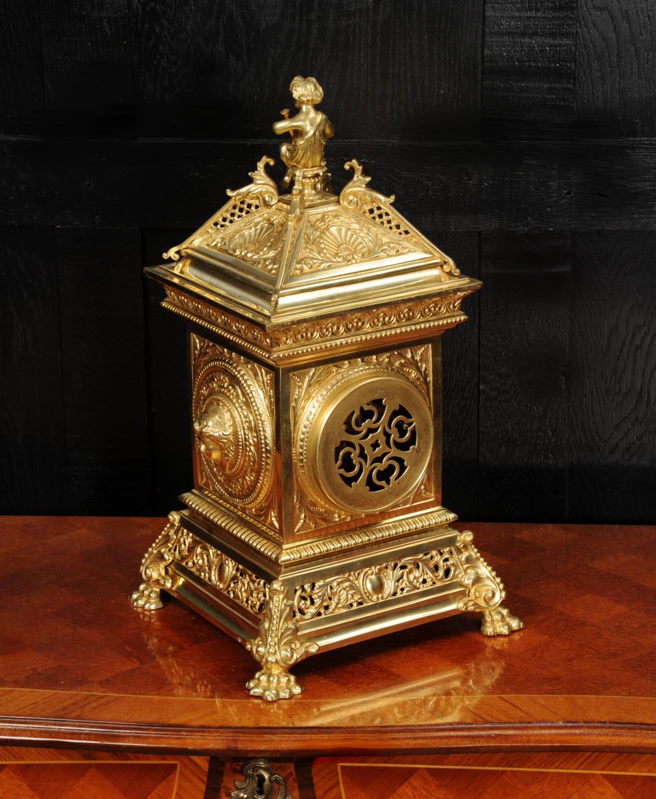 Antique French Gilt Bronze Baroque Table Clock 7