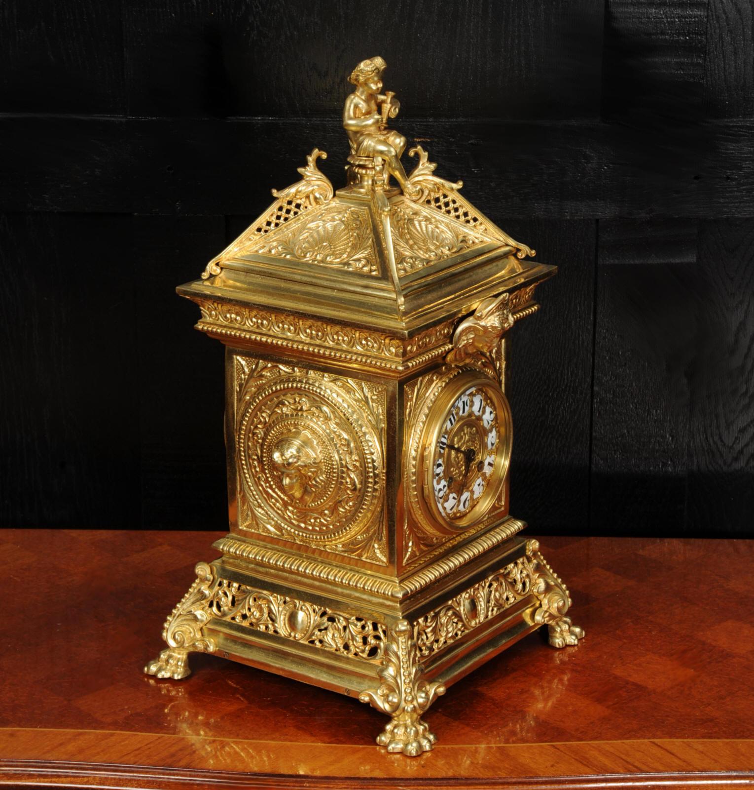 Antique French Gilt Bronze Baroque Table Clock 2