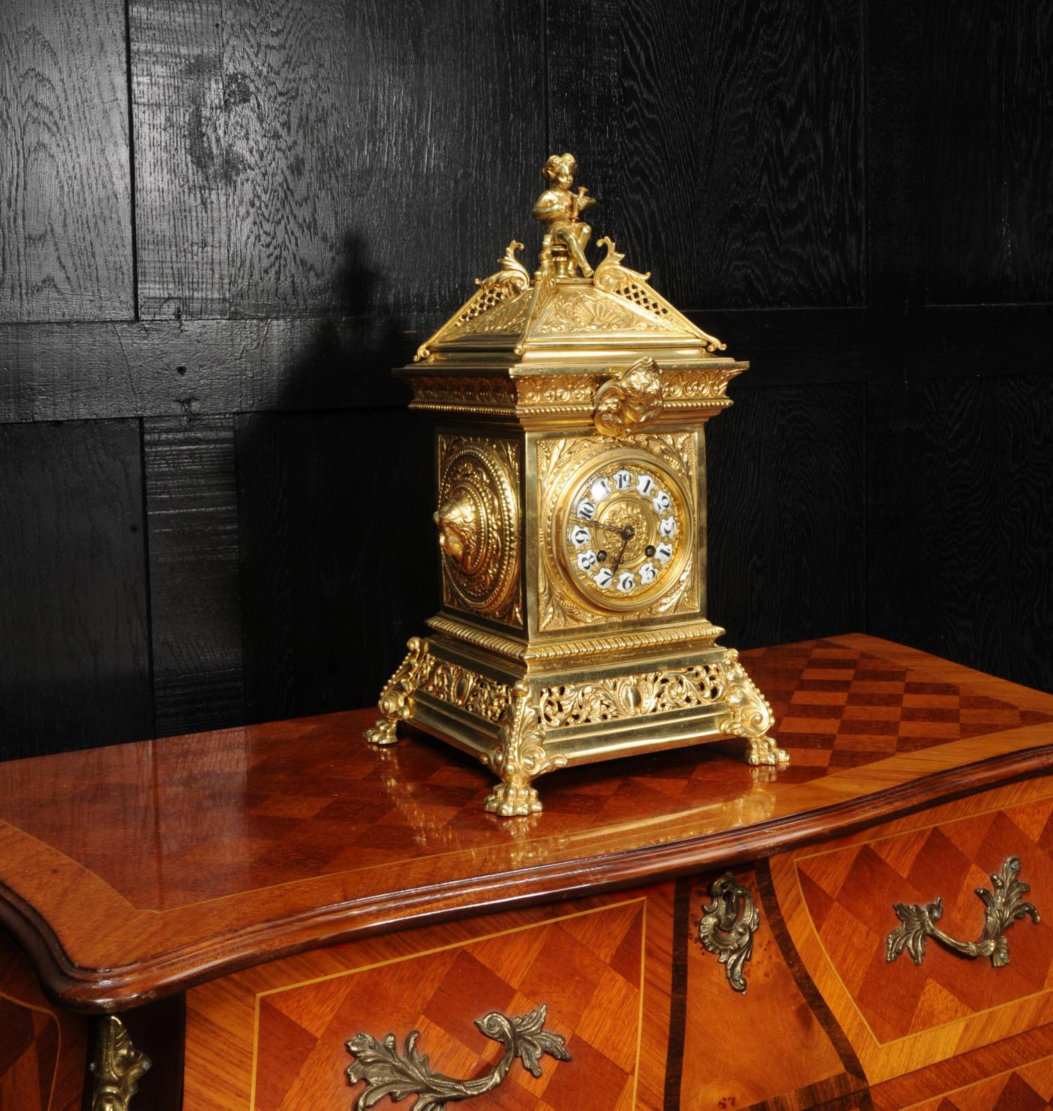 Antique French Gilt Bronze Baroque Table Clock 4