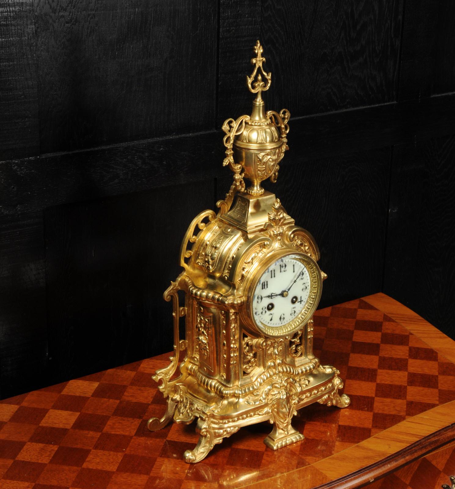 Antique French Gilt Bronze Boudoir Clock 5