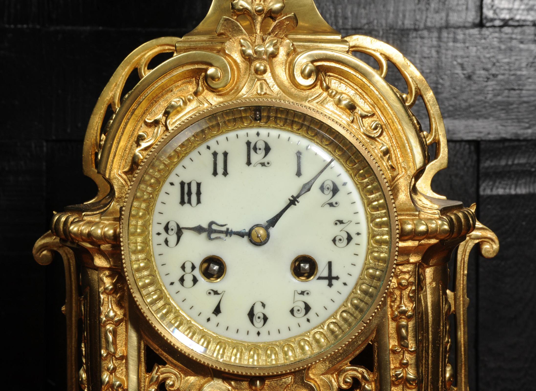 Antique French Gilt Bronze Boudoir Clock 6