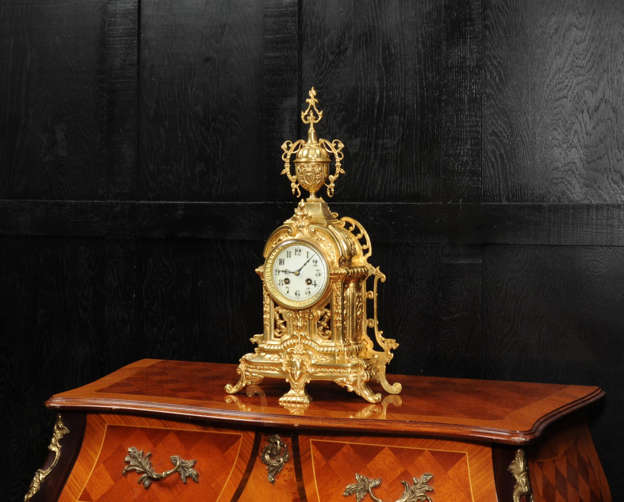 Antique French Gilt Bronze Boudoir Clock 2