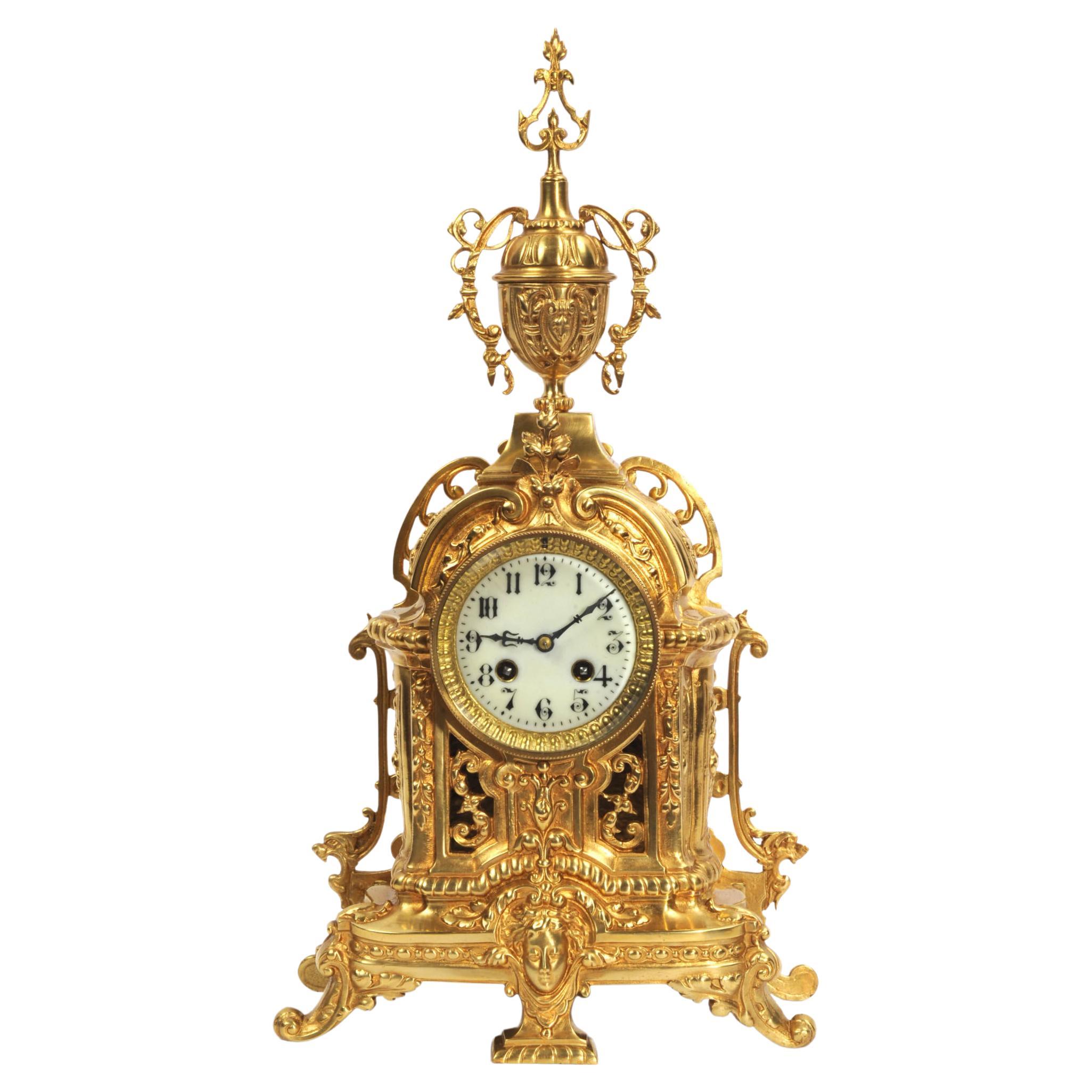 Antique French Gilt Bronze Boudoir Clock