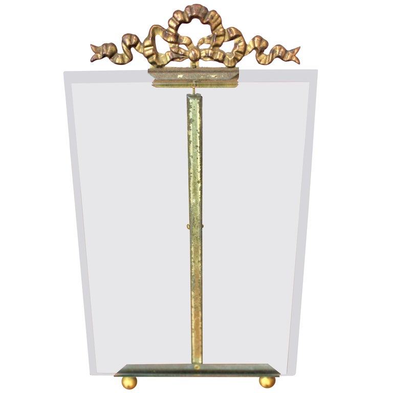 Antique French Gilt Bronze Brass Beveled Glass Photo Frame Picture Holder  Stand For Sale at 1stDibs