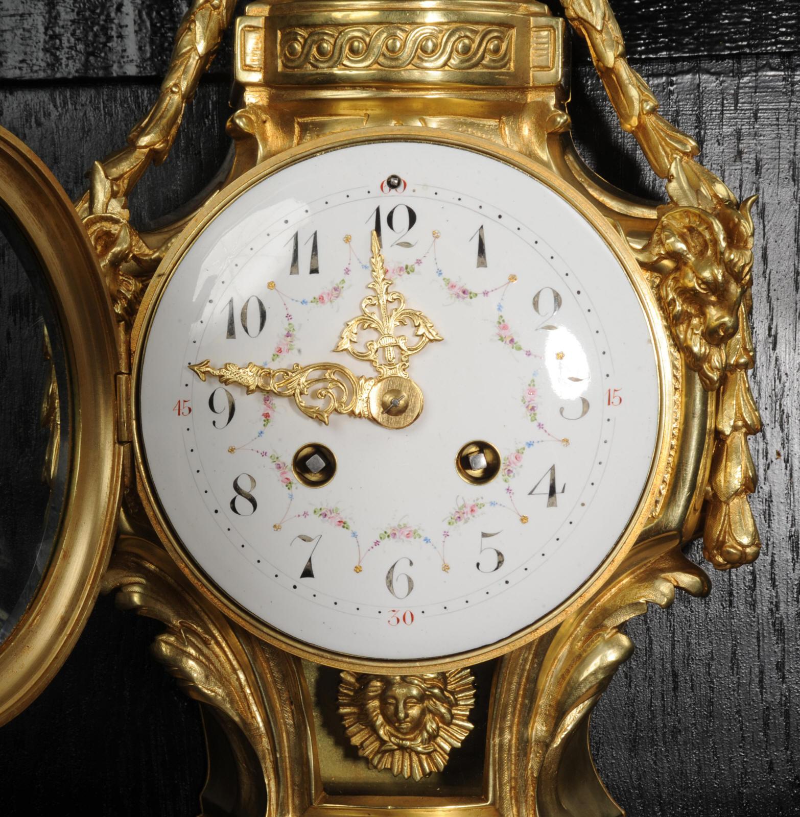 Antiguo Reloj de Pared Cartel Francés de Bronce Dorado en venta 4