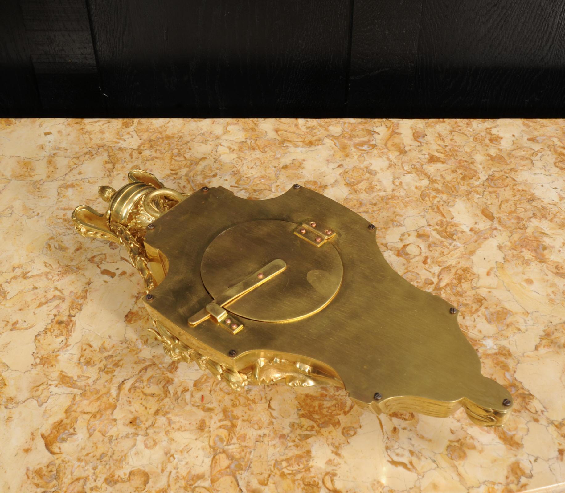 Antiguo Reloj de Pared Cartel Francés de Bronce Dorado en venta 5
