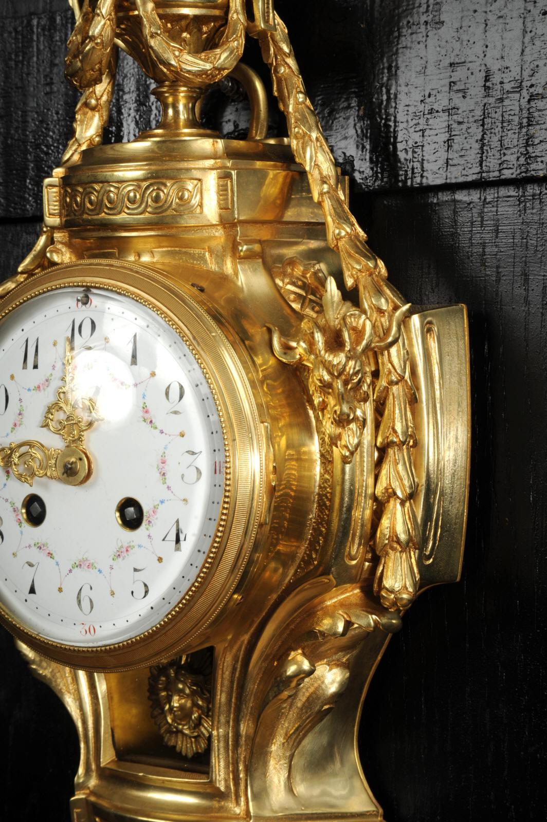 Antiguo Reloj de Pared Cartel Francés de Bronce Dorado en venta 2