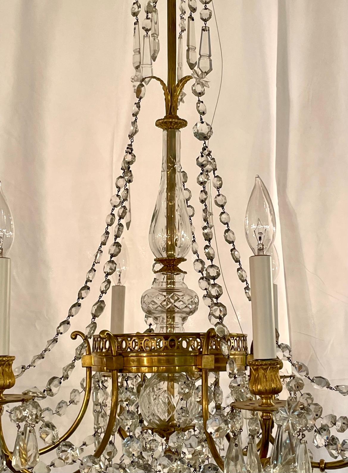 Antique French Gilt Bronze Chandelier with Crystal Circa 1890 In Good Condition In New Orleans, LA