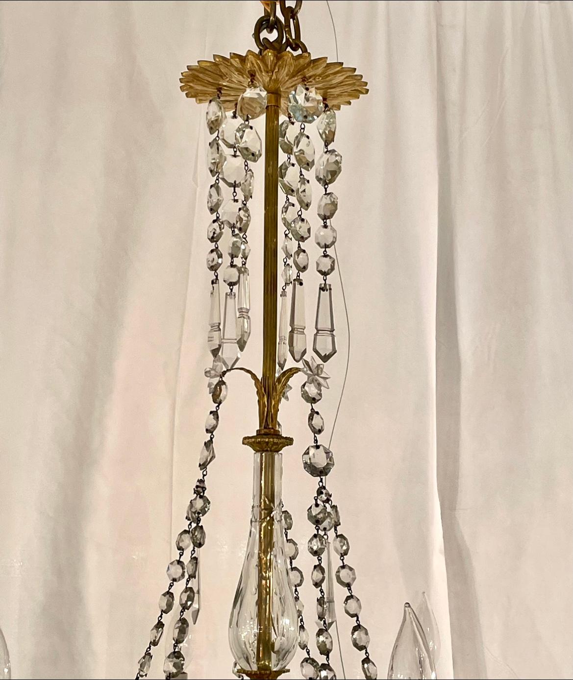 19th Century Antique French Gilt Bronze Chandelier with Crystal Circa 1890