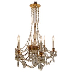 Antique French Gilt Bronze Chandelier with Crystal Circa 1890