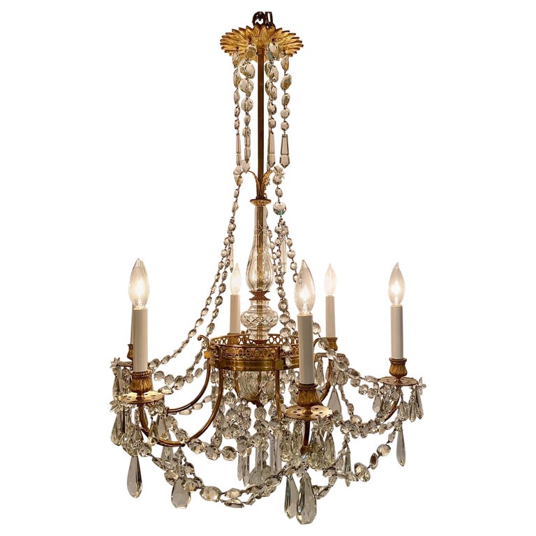 Antique French Gilt Bronze Chandelier with Crystal Circa 1890 at 1stDibs