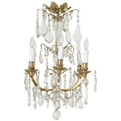 Used 19th Century French Gilt Bronze snd Crystal Chandelier with Six Arms