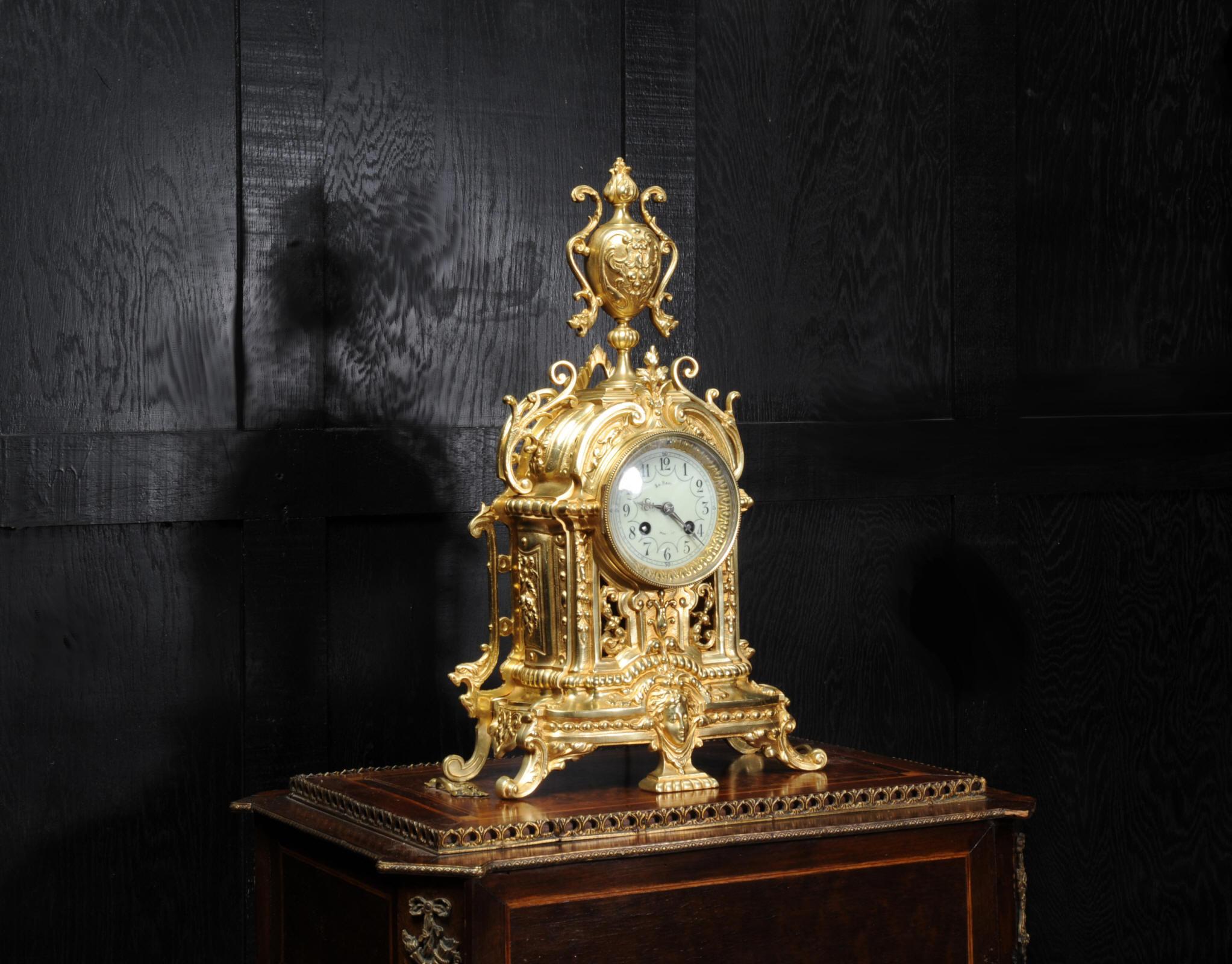 Antique French Gilt Bronze Clock by Japy Freres 5