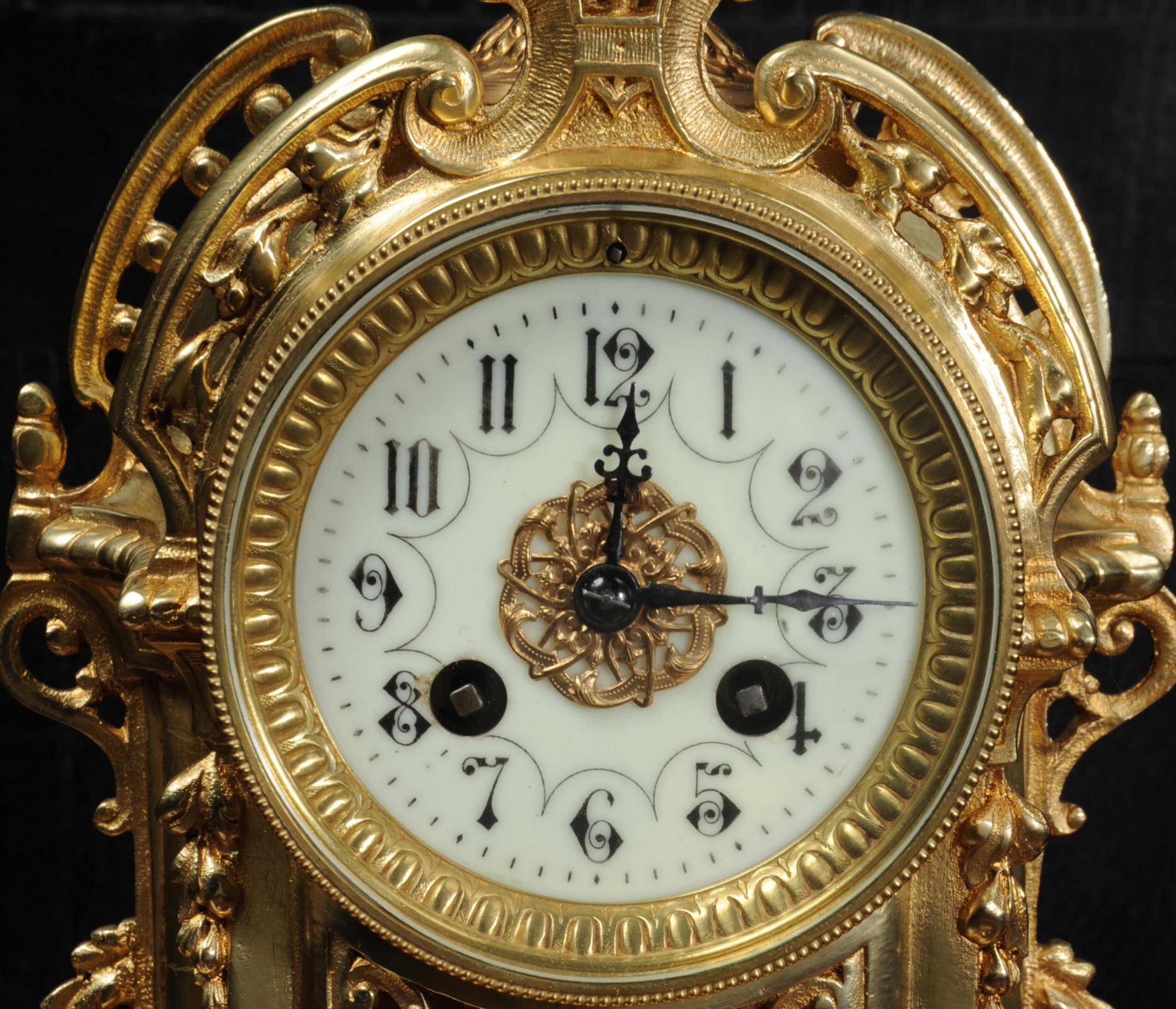Antique French Gilt Bronze Clock by Samuel Marti 3