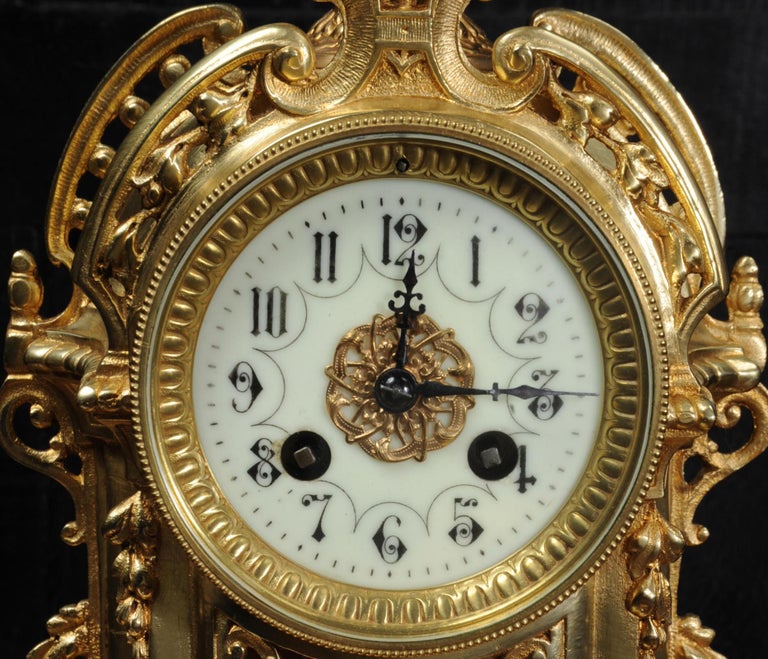 Antique French Gilt Bronze Clock by Samuel Marti at 1stDibs