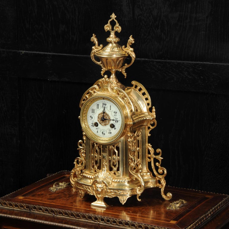 Antique French Gilt Bronze Clock by Samuel Marti at 1stDibs