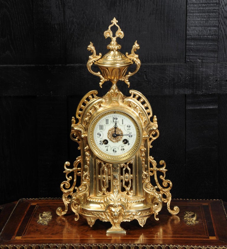 Antique French Gilt Bronze Clock by Samuel Marti at 1stDibs