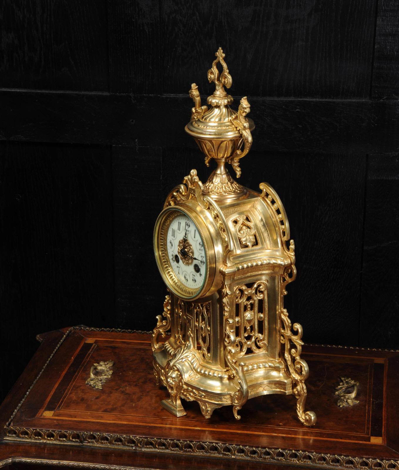 19th Century Antique French Gilt Bronze Clock by Samuel Marti