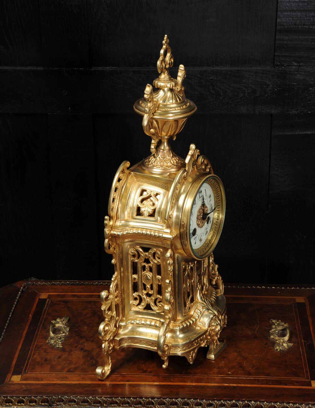 Antique French Gilt Bronze Clock by Samuel Marti 1