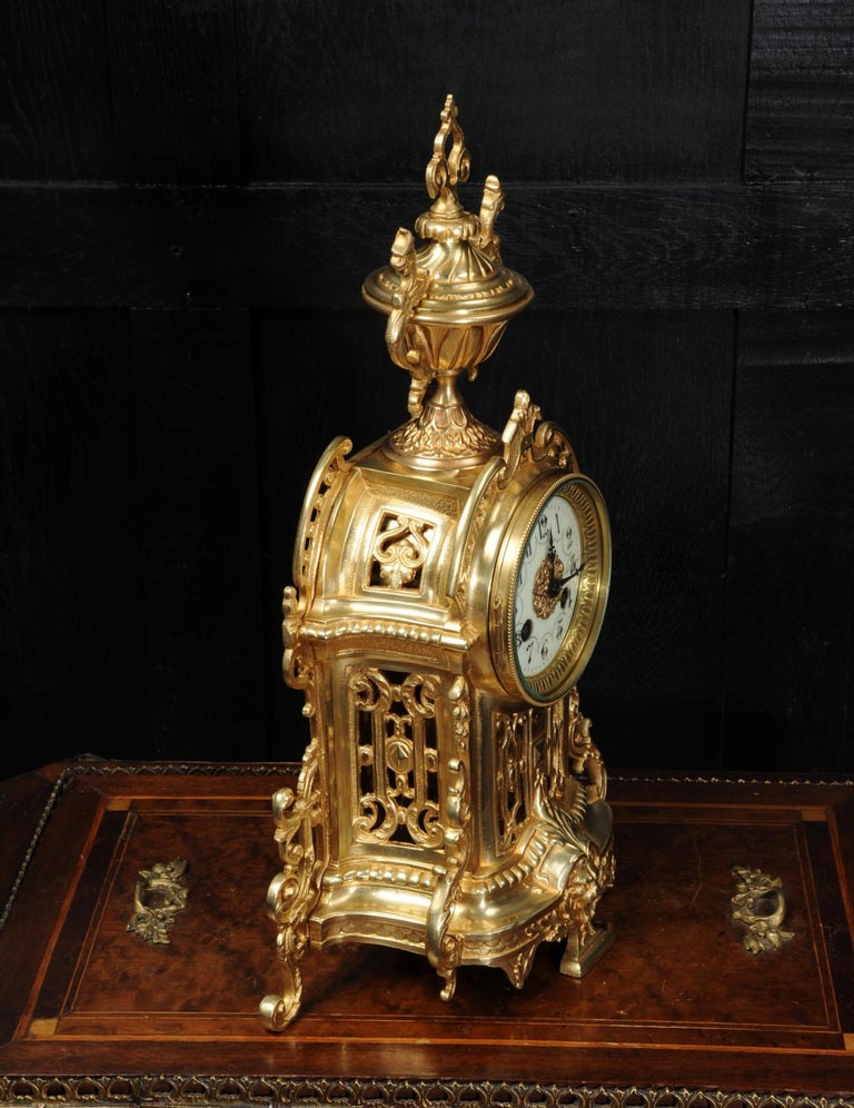 Antique French Gilt Bronze Clock by Samuel Marti at 1stDibs