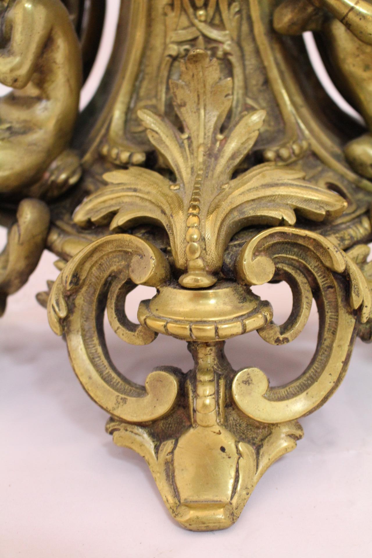 Pendule ancienne française en bronze doré Cherubs Putti Maison H. Riondet Napoleon III 3
